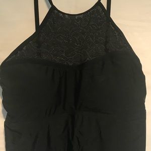 Black Mesh Floral Swim Top